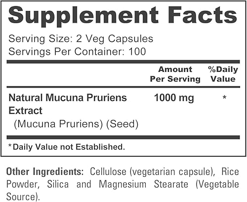 Miniatura 4 de NusaPure Mucuna Pruriens 1000mg 200 cápsulas vegetales (sin OMG, 100% vegetariano, vegano)