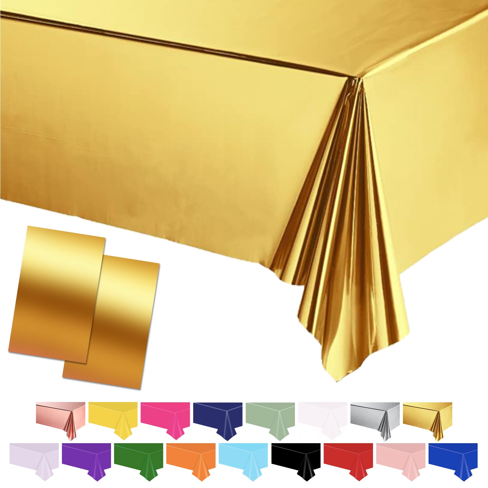 POPOYU 2 Pezzi Tovaglia Oro Decorazioni per Feste di Compleanno,137x274cm Tovaglia per Feste,Tovaglia da Colorare Decorazioni,Gigante Carta Tovaglia per Bambini Baby Shower,Matrimonio,Natale