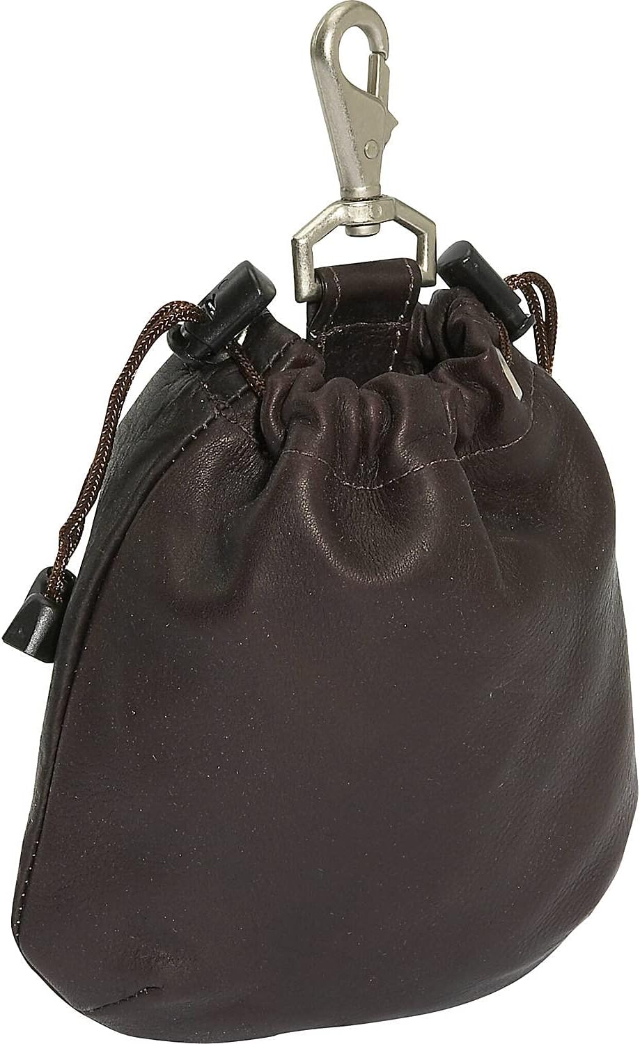Piel Leather Drawstring Pouch, Black, One Size