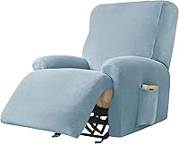 Vista 8 de Fundas elásticas para sillón reclinable, 4 piezas, funda de terciopelo ultra suave para silla reclinable, funda de sofá de un solo asiento, Beige
