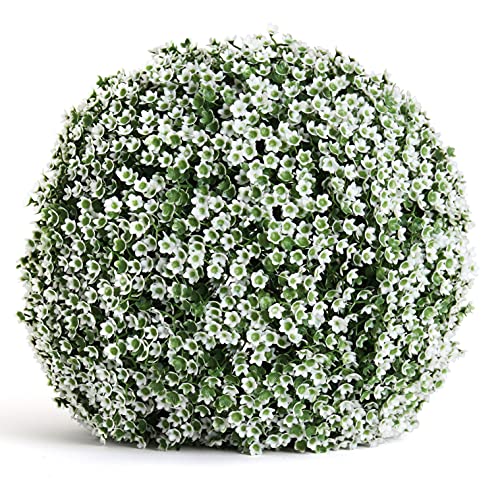 Artificial Baby's Breath Topiary Balls for Outdoor Decor - 11", 1-Pack