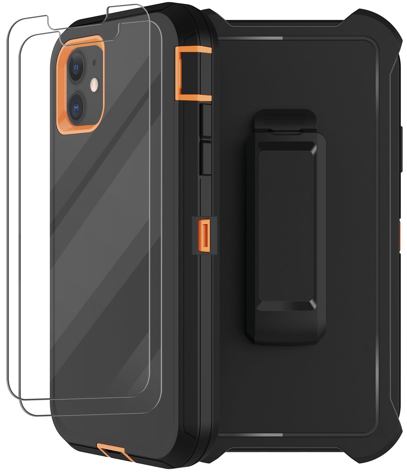 for iPhone 11 Case with Belt Clip Holster, 2 x Screen Protector, [Military Grade] Heavy Duty Full Body Shockproof Dust-Proof Drop Proof Rugged