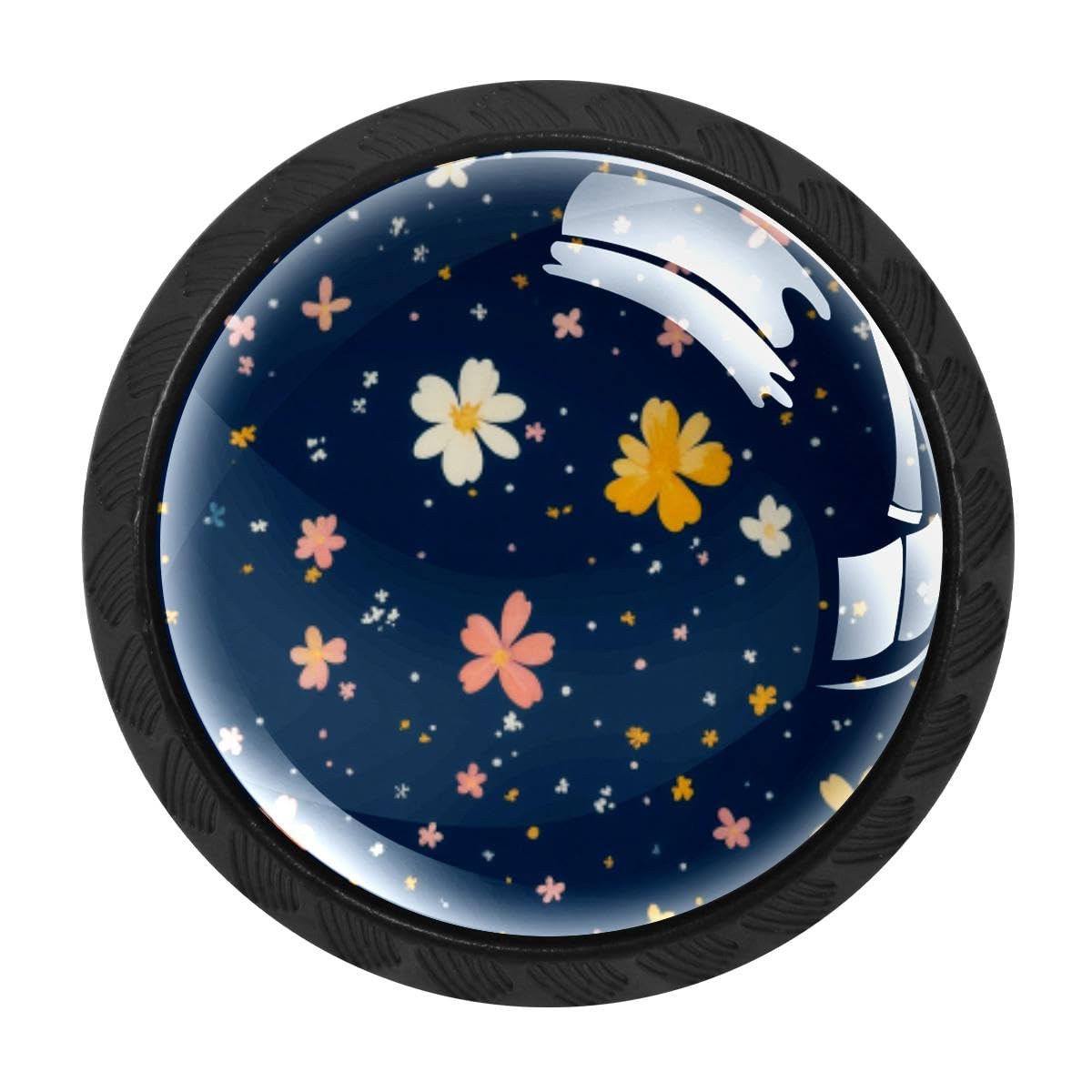 HEOEH 4 PCS Kitchen Cabinet Knobs, Wildflower Drawer Knobs Dresser Handles