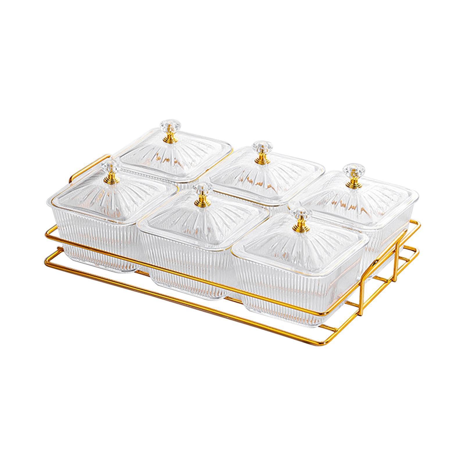 Vassoio da portata per antipasti con supporto, piatto per frutta secca, elegante presentazione di caramelle e snack, vassoio da portata diviso, per frutta secca, 6 snack