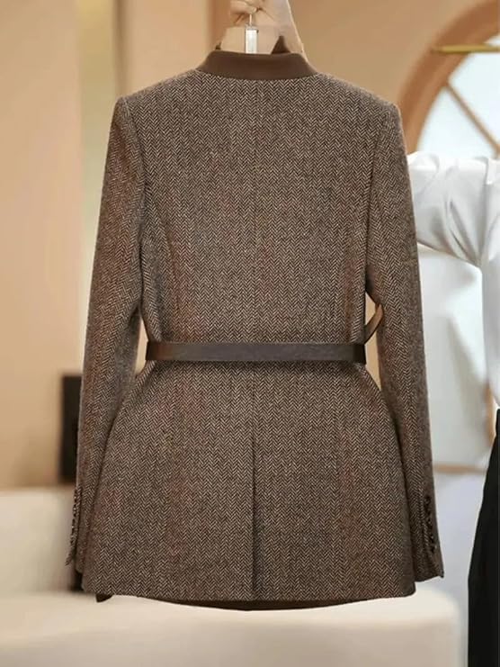 Women's Blazer Wearing A Belt in Spring Autumn Suit Coats for Woman