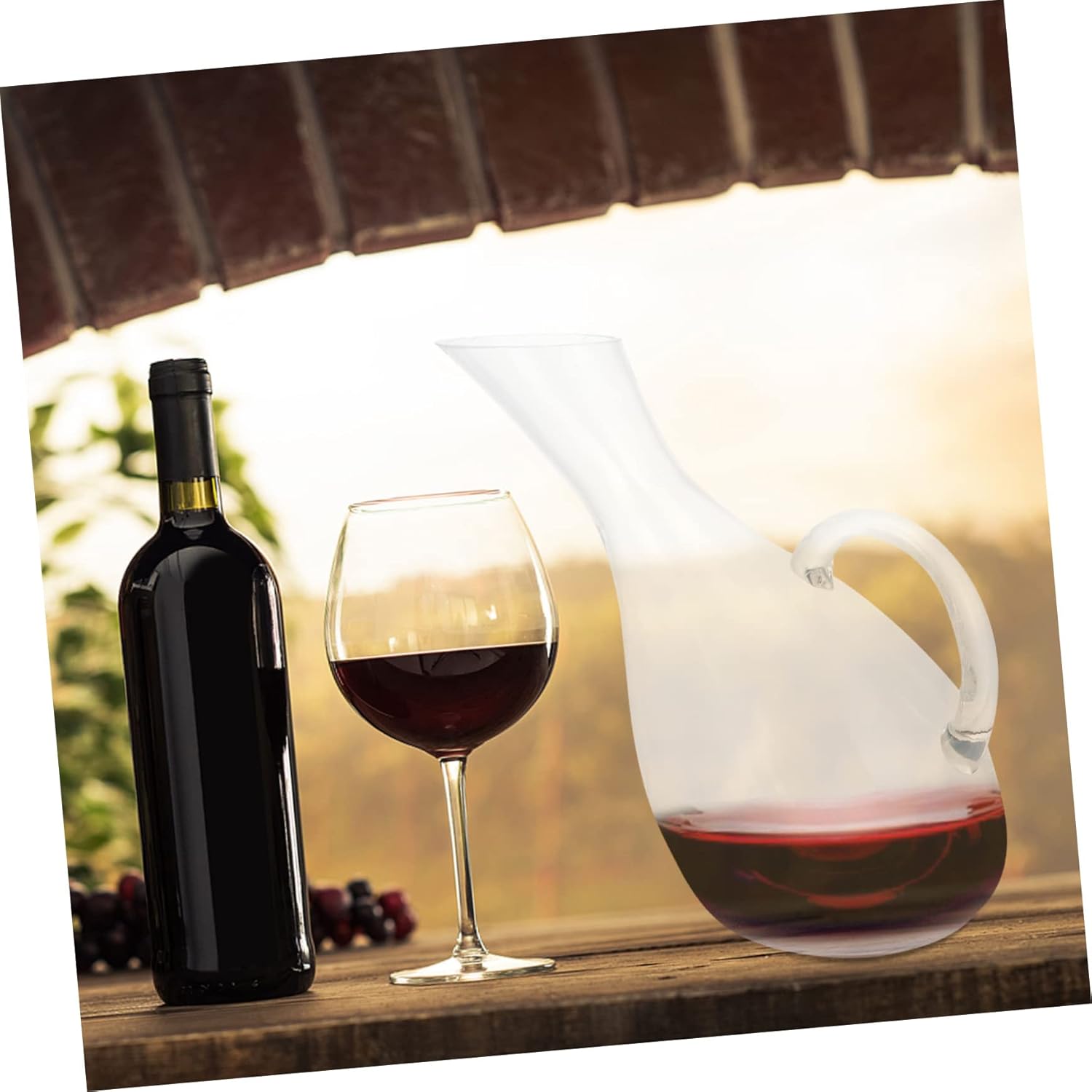 Glass Wine Decanter with Handle 1800 ML Creative Wine Pourer Glass for Home Entertaining for Parties and Gatherings