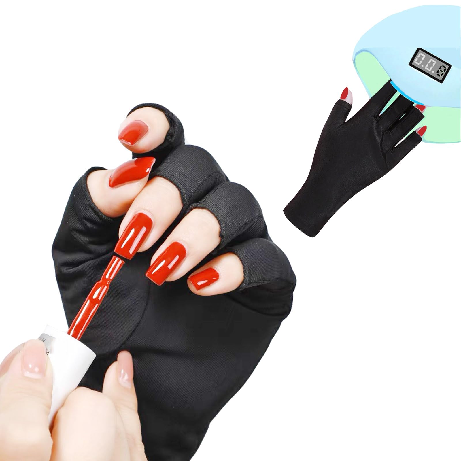 PETIT MANON UV Gloves for Gel Nail Lamp,UPF50+ UV Fingerless Gloves UV Gloves UV Protection Gloves for Gel Manicure