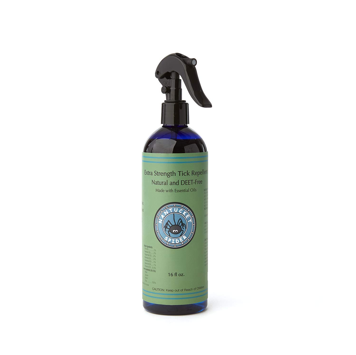 Nantucket SpiderExtra Strength Tick Repellent Spray | Natural with Organic Essential Oils | Repels Ticks | DEET Free, Soy-Free, Vegan and Cruelty-Free | Perfect for Adults and Kids - 16 fl oz
