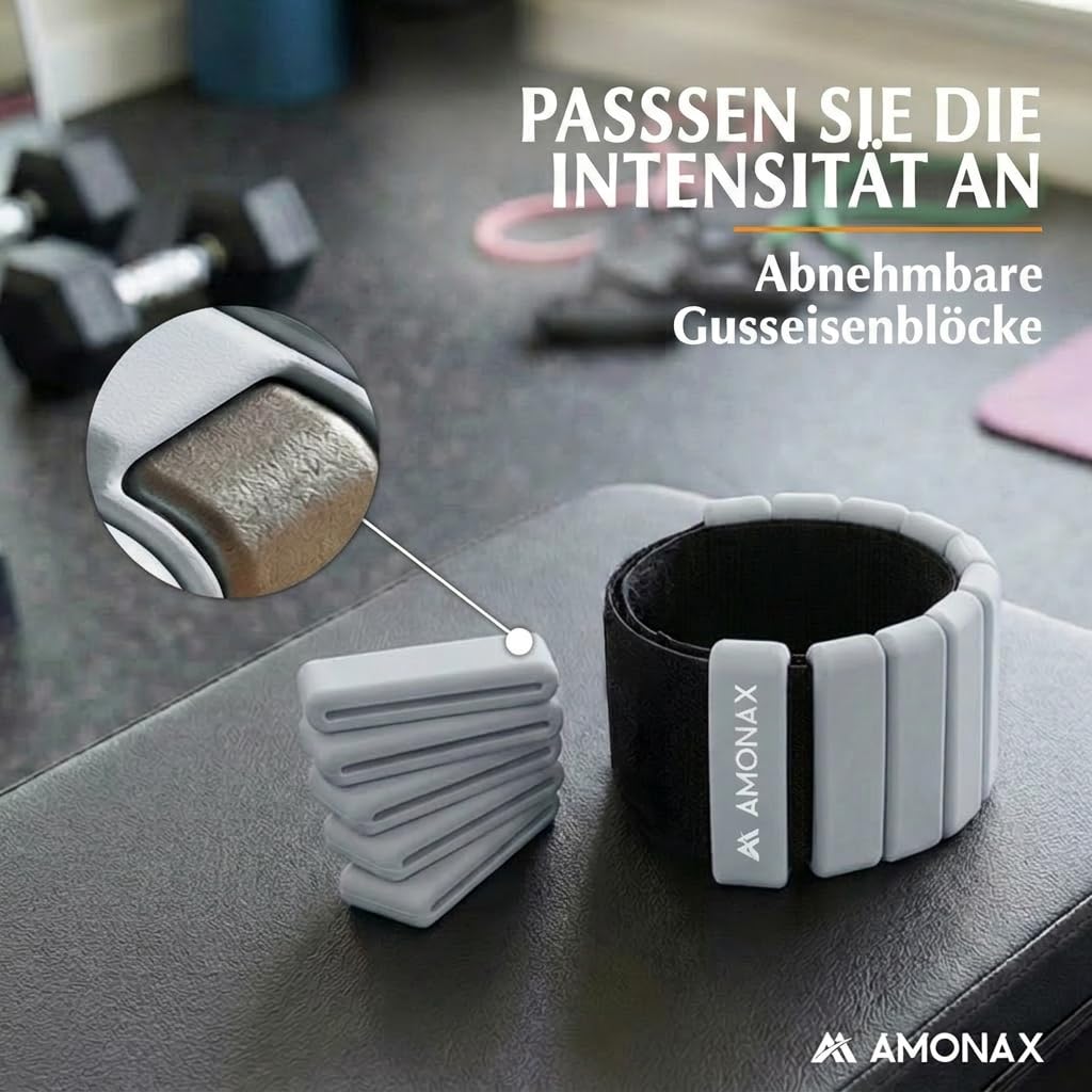 Amonax Gewichtsmanschetten Ankle Weights Set, Fitness Gewichte Für Beine Und Arme, 2x0,5kg Gewichte Handgelenk Für Frauen Männer, Pilates Gewichte Leg Weights