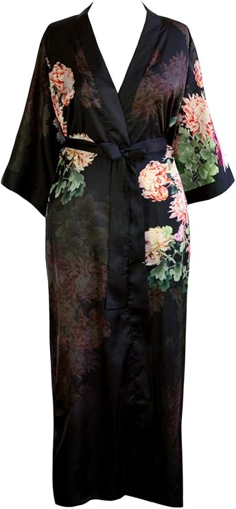 KIM+ONO Plus Size Charmeuse Long Kimono Robe for Women | bridal - maternity - postpartum - lingerie - bridesmaid