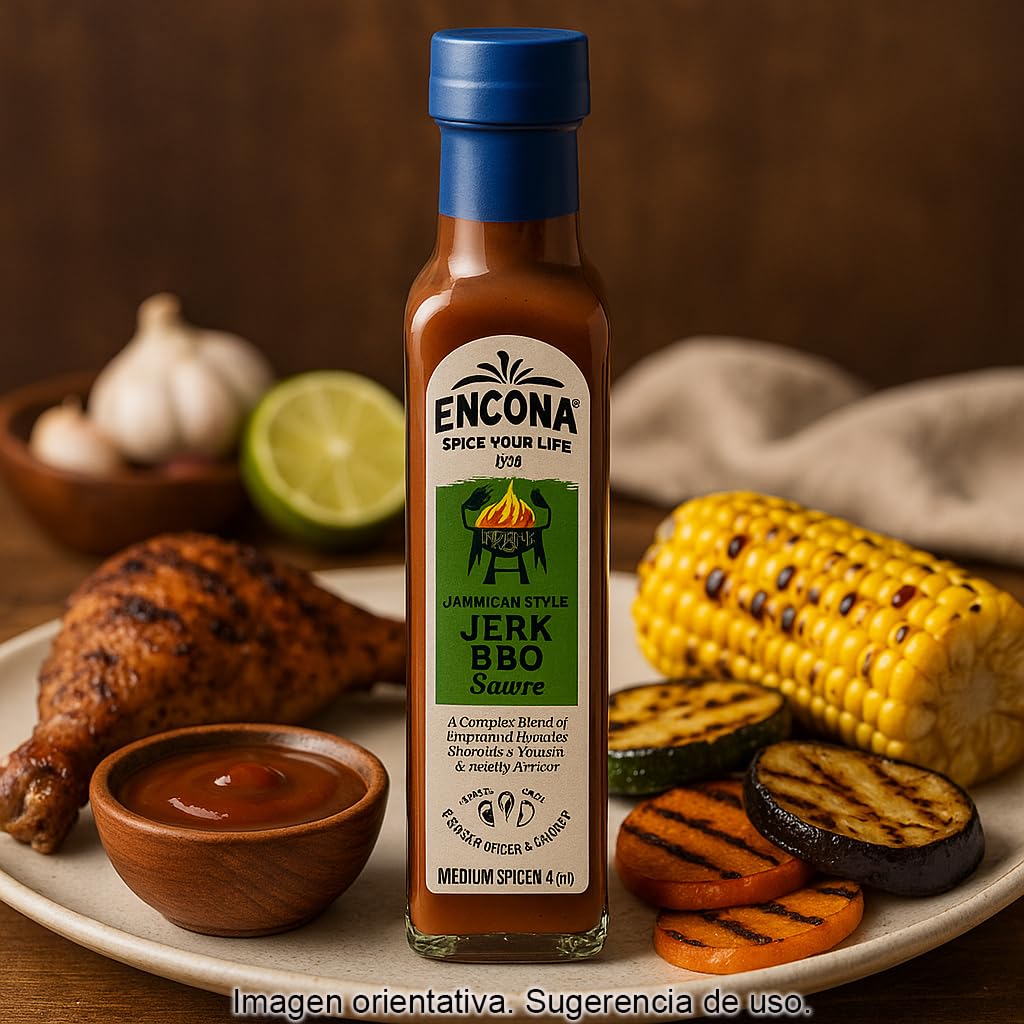 Salsa Jerk Jamaicana BBQ Pack 2 x 142 ml Picante Medio para Marinar y Parrilla Sabor Caribeño Ahumado para Pollo Cerdo Pescado Verduras Tofu