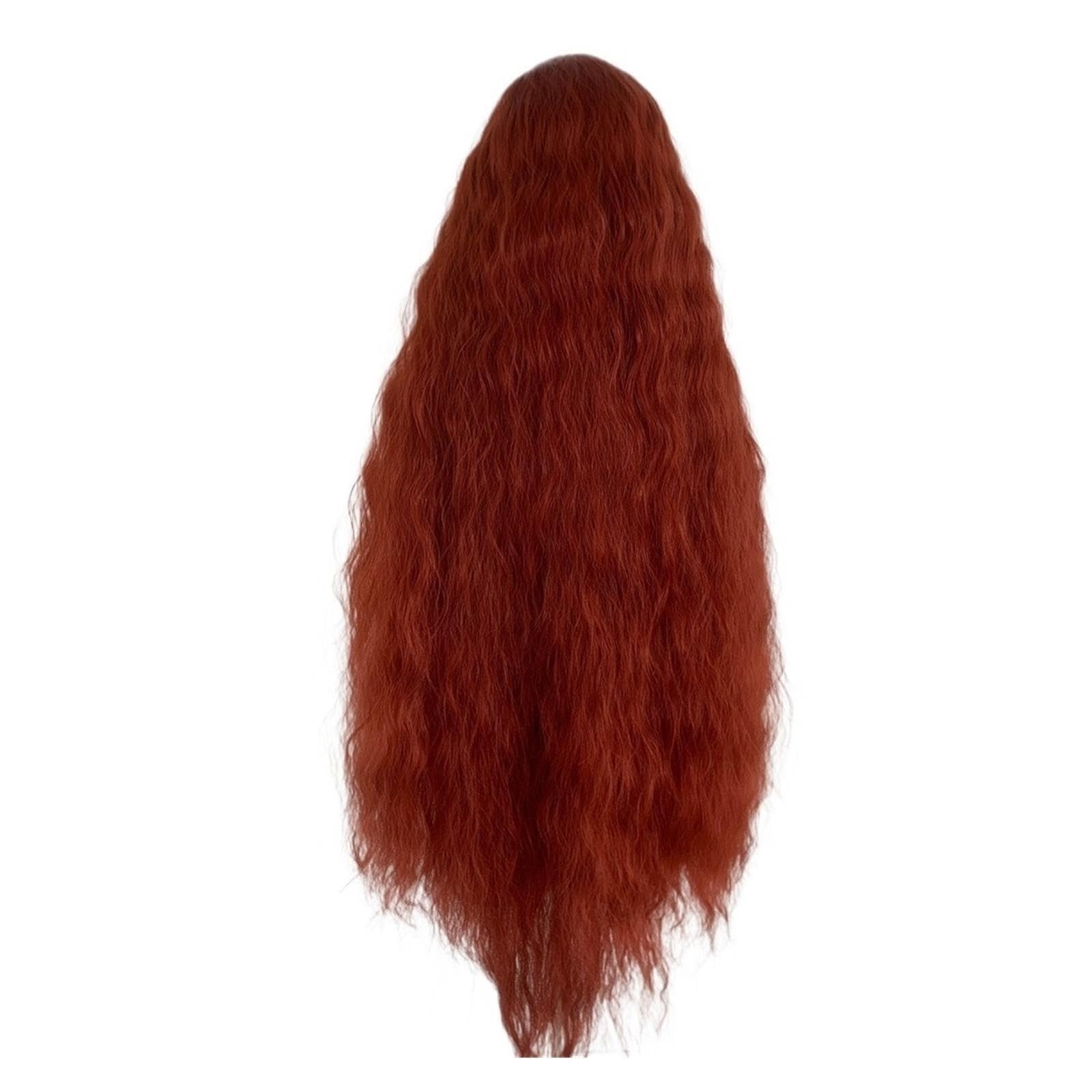 Parrucche Parrucca for capelli ricci lunghi marrone rosso, fascia for lo styling quotidiano