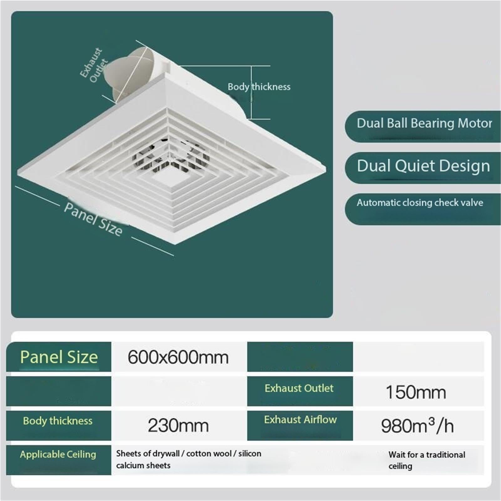 Bagno Ventilatore di scarico a soffitto Cambio aria Ventilatore di scarico