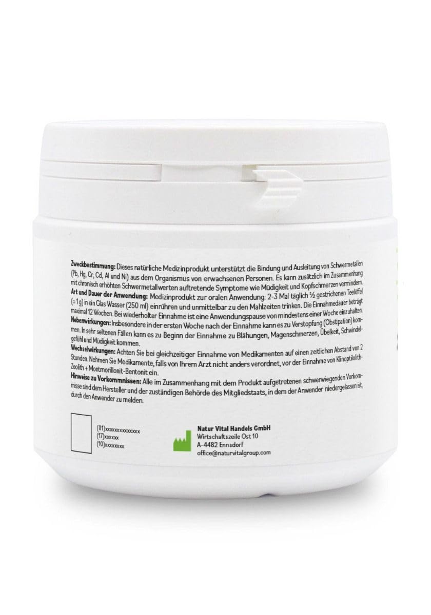 ZeoBent MED 200g ultrafeines Premium Detox-Pulver, Medizinprodukt, Zeolith-Bentonit Mischung, 9µm mit vielfach mehr Oberfläche pro Gramm, Entgiftungskur, Apothekenqualität, Darmreinigung, Heilerde