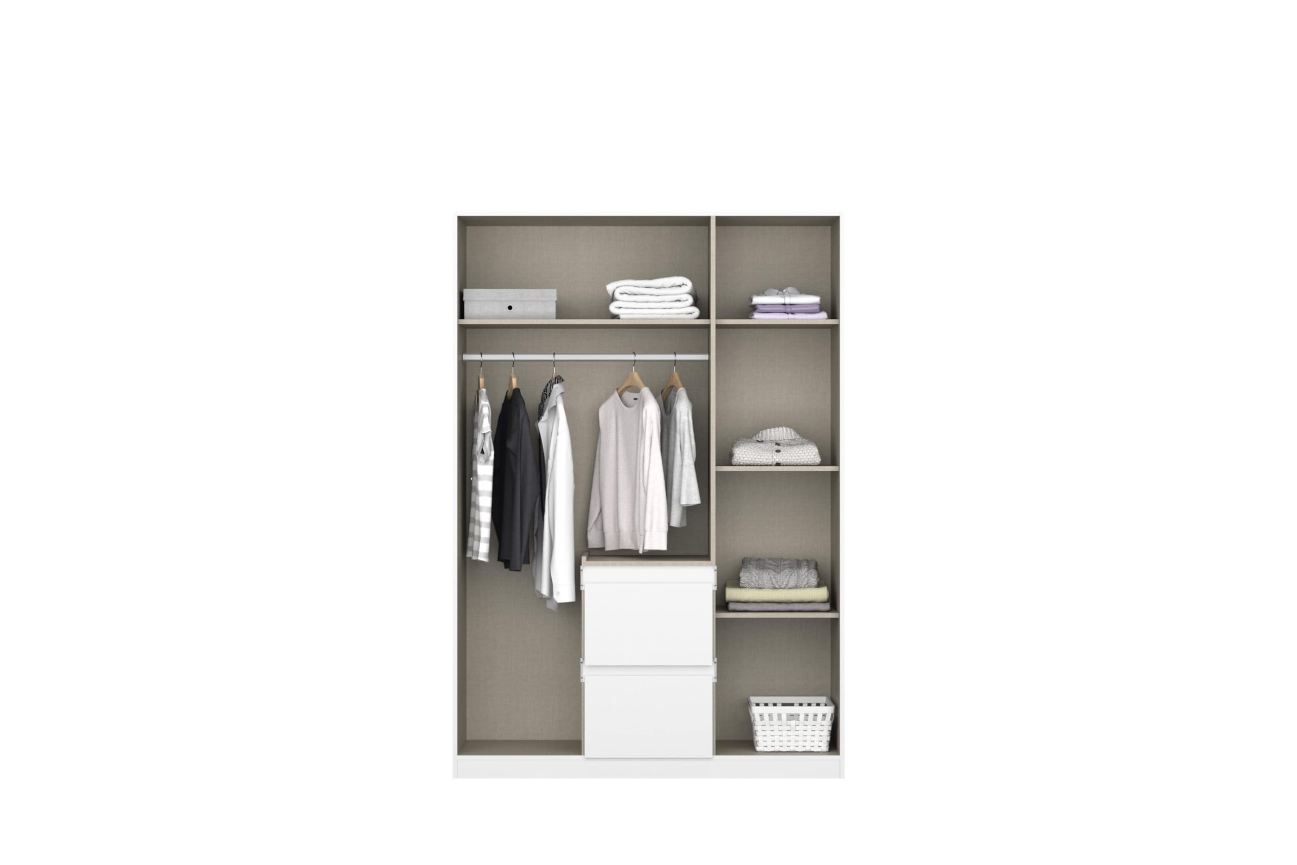 Rauch Möbel NIDDA, Kleiderschrank, Farbe Weiß, Breite 136 cm | Schrank, Kinderkleiderschrank, 3-türig, 2 Schubladen, Push-to-open, für Schlafzimmer, Babyzimmer, Garderobe