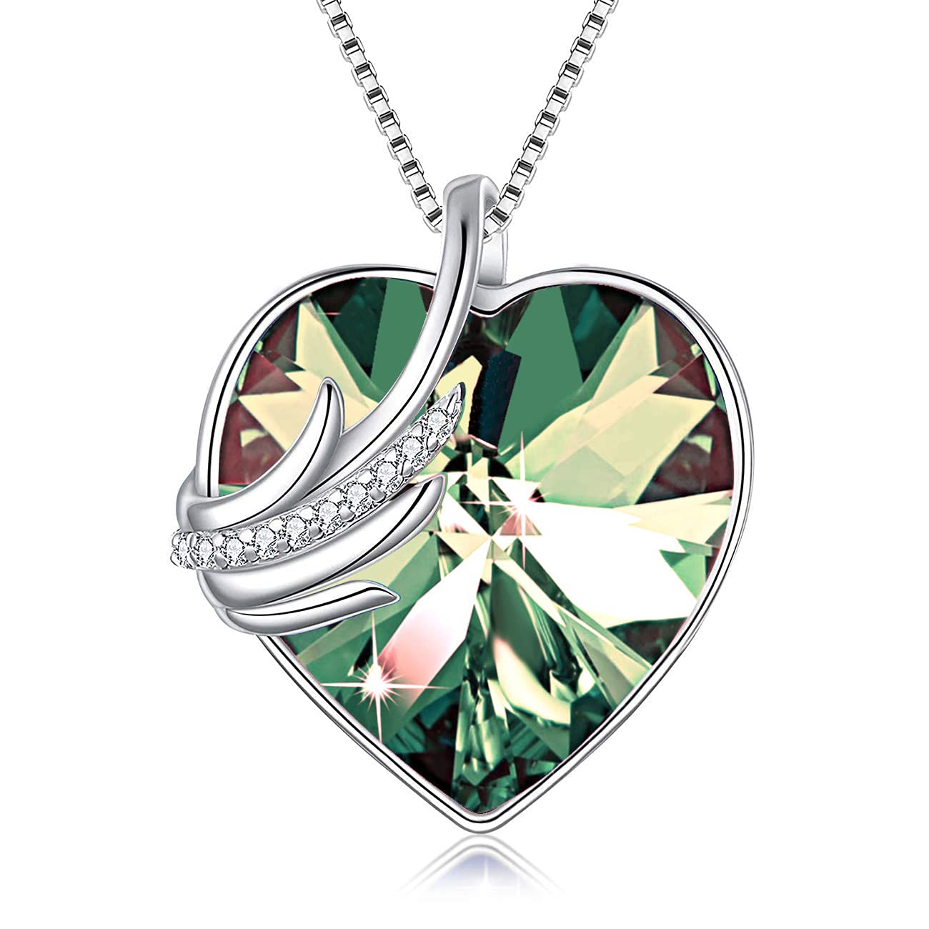 Hantaostyle Heart Necklaces for Women, Silver Tone Crystal Pendant Birthstone Necklace Mother's Day Jewelry Gifts for Women Mom/Wife/Sister, Gold Plated, crystal