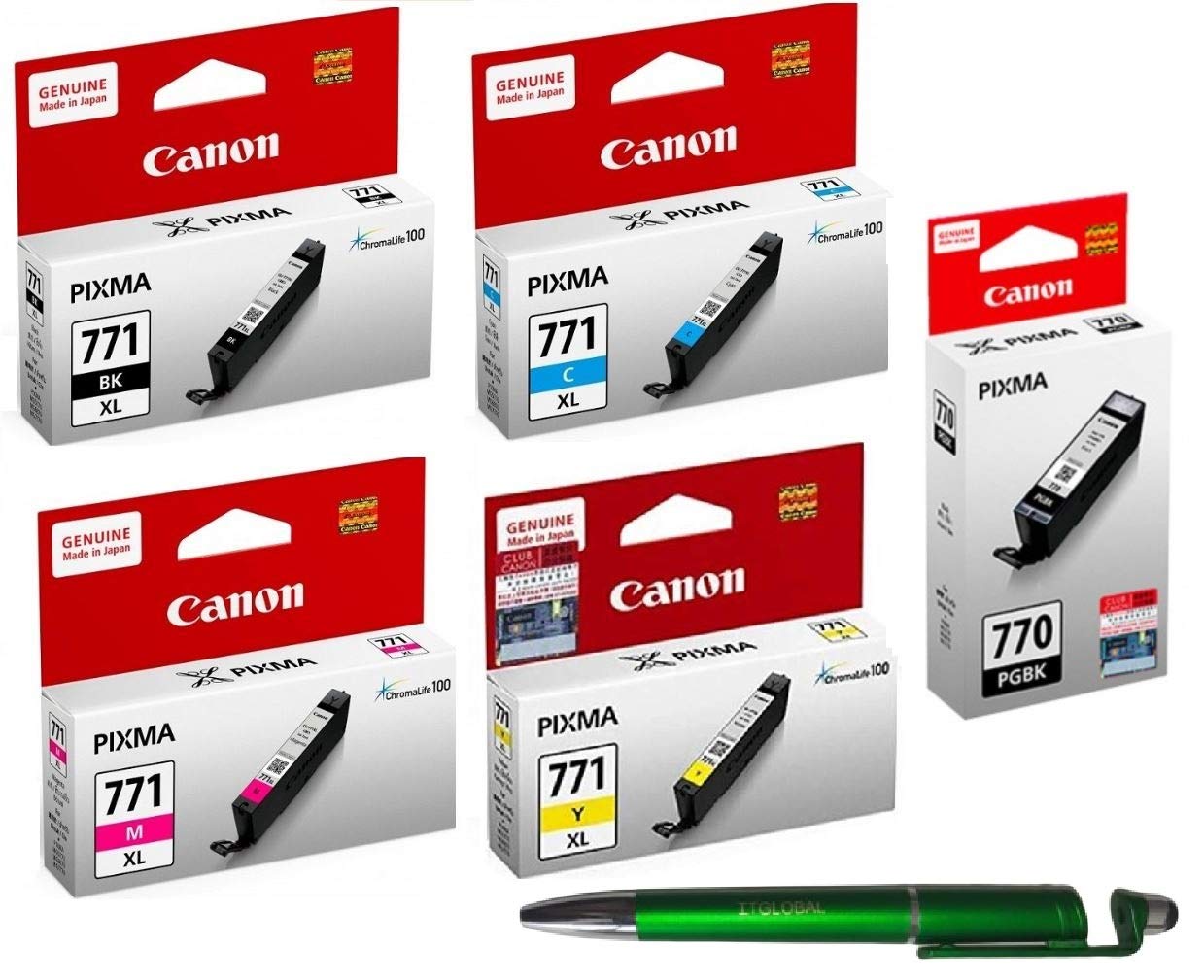 See full amazon price history chart for Canon PGI 770 & CLI 771XL B/C/Y/M Ink Cartridge MG5770 MG7770 TS5070 TS8070 with ITGLOBAL 3in1 Multi-Function Mobile Phone Stand, Stylus Pen, Anti-Metal Rotating Ballpoint Pen Canon PGI 770 & CLI 771XL B/C/Y/M Ink Cartridge MG5770 MG7770 TS5070 TS8070 with ITGLOBAL 3in1 Multi-Function Mobile Phone Stand, Stylus Pen, Anti-Metal Rotating Ballpoint Pen (B081F53YQ5) Amazon Price History, Amazon Price Tracker