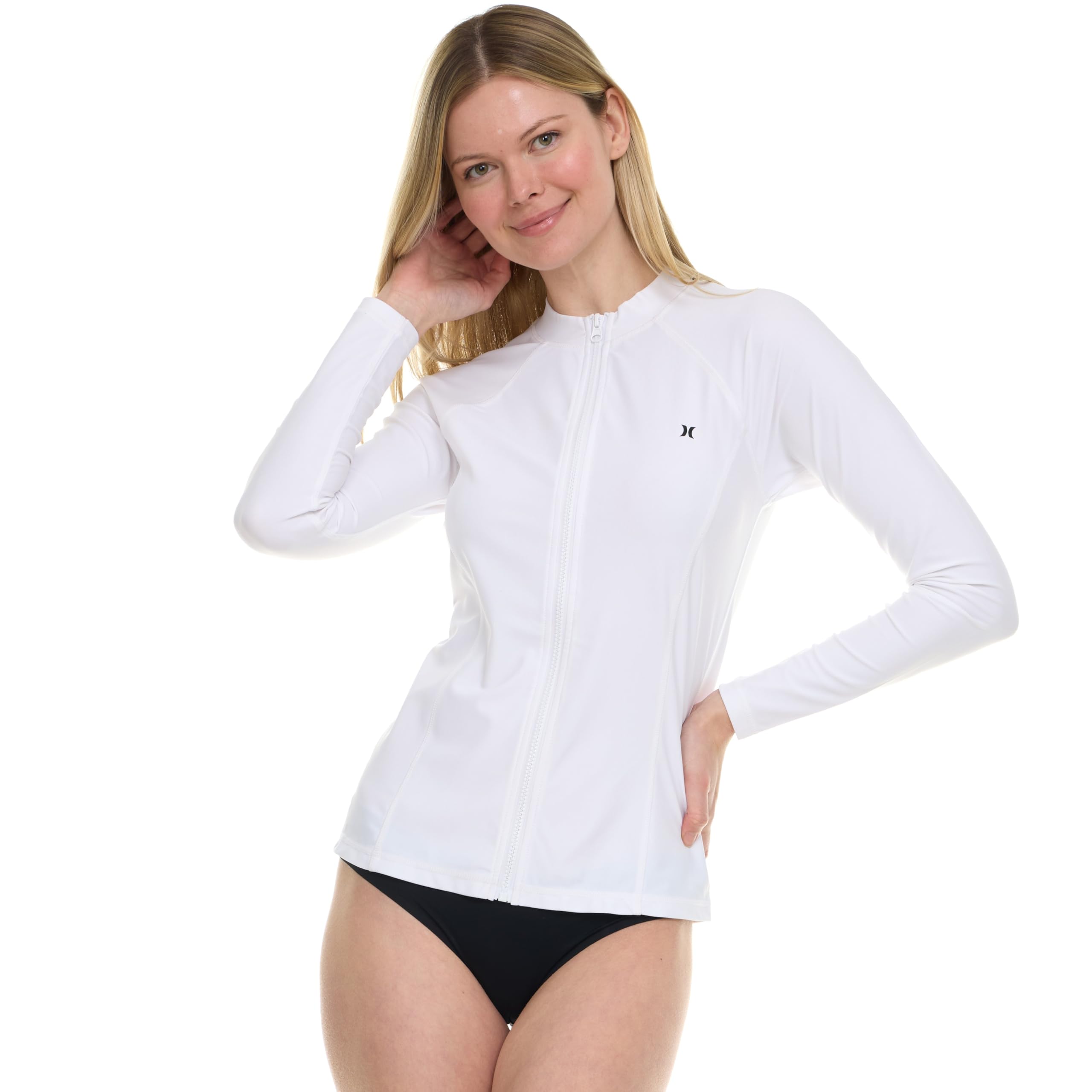 Hurley Rash Guard für Frauen, voller Reißverschluss, Lange Ärmel Badepullover mit Reißverschluss für Frauen, Surf-Top UPF 50+ SPF Sonne und UV-Schutz