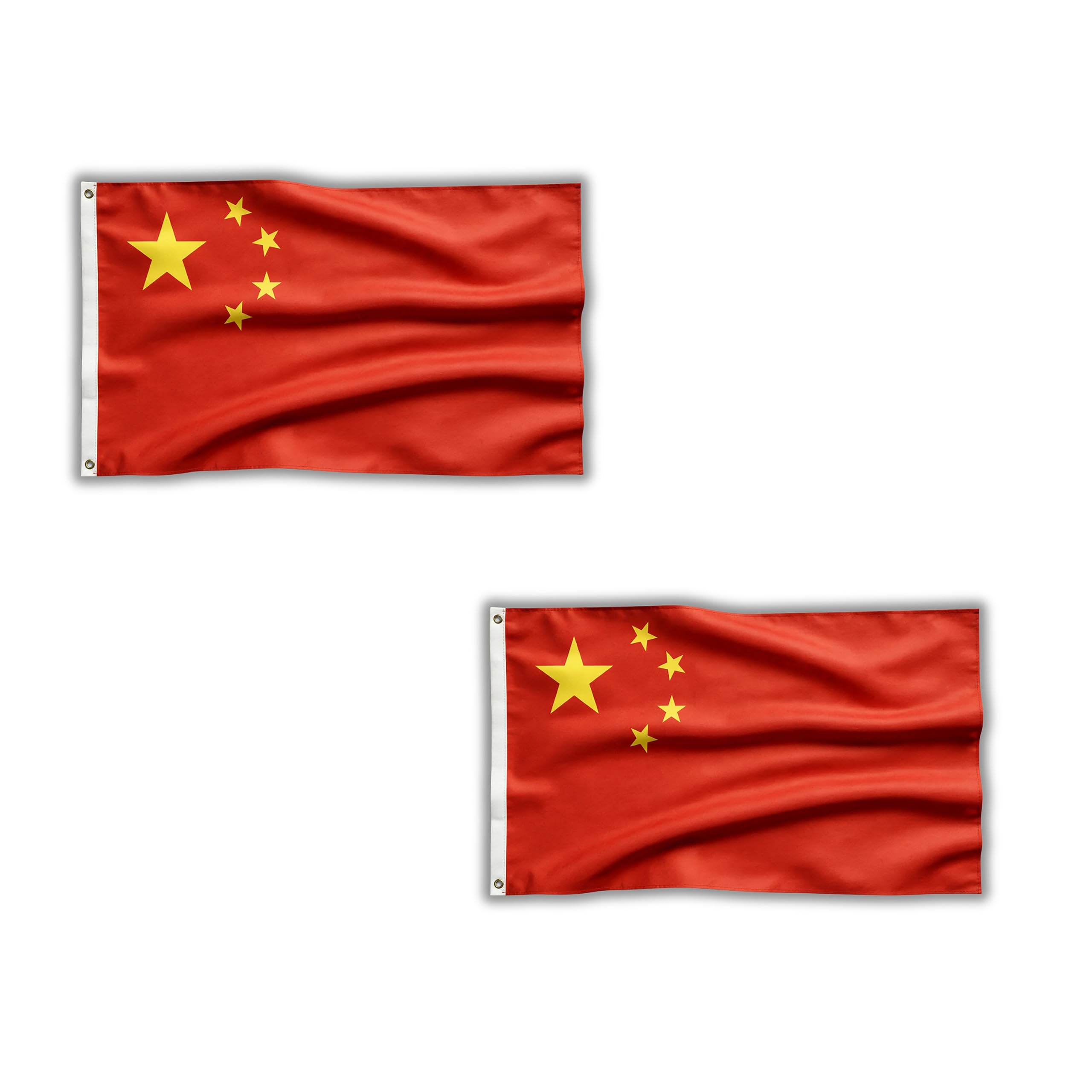2 Pcs China Flag 5ft x 3ft with Brass Eyelets – Polyester Chinese Flag Banner for National Celebrations, Cultural Events, Home & Garden Display
