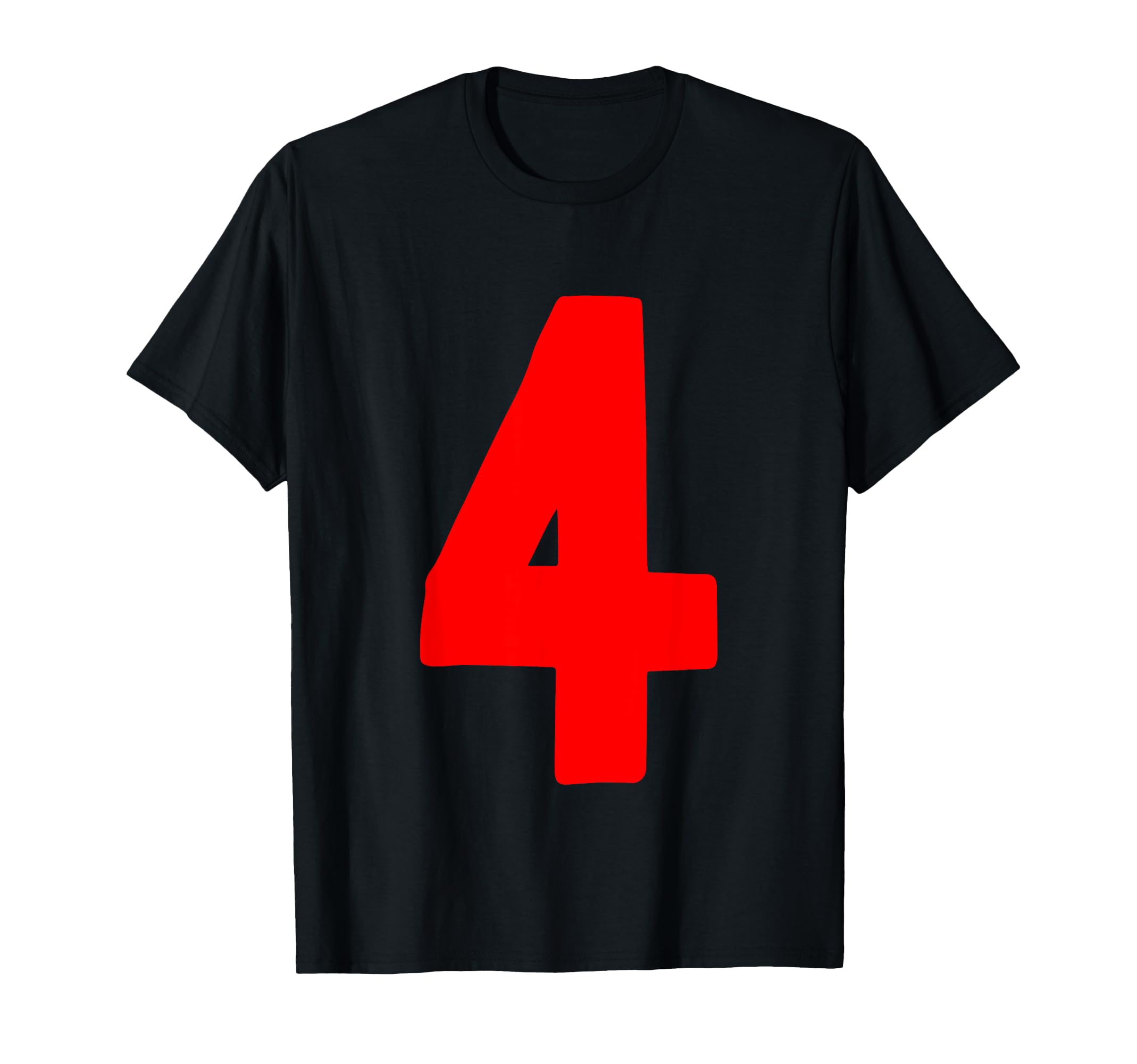 Amazon | 数字 4 大きくて太字 レッド Tシャツ | Tシャツ