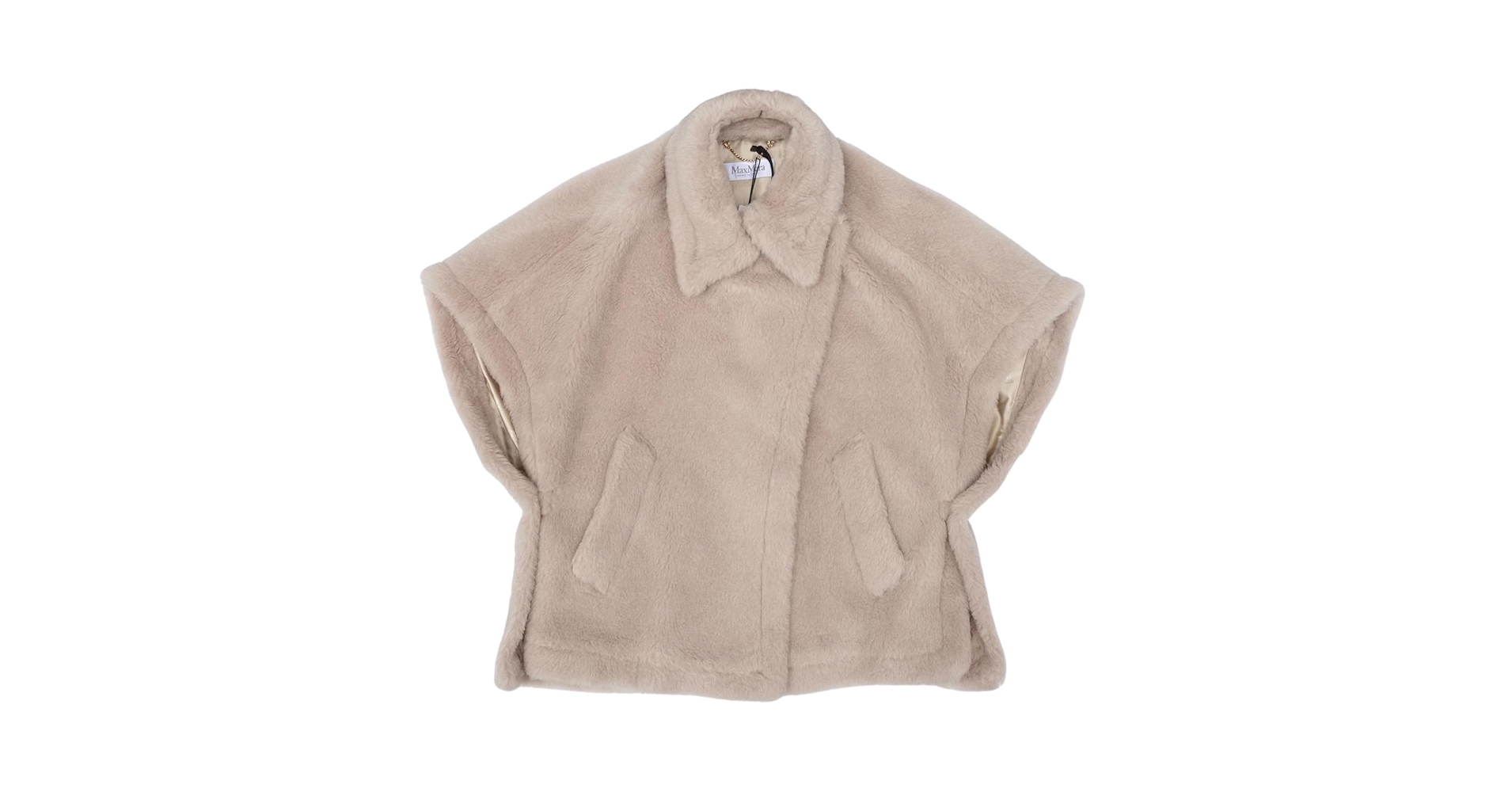 ケープ風コートMaxMara ポンチョ ケープベージュテディベアコートま マックスマーラ Max Mara ケープ コート テベ テディベア ケープ
