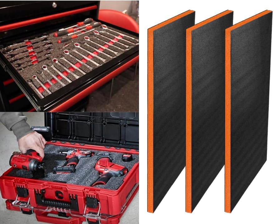 Customizable Tool Box Organizer Foam | 24"x48" 3 Sheets | Tool Drawer Organizer | Blue, 1-3/16" (30mm)