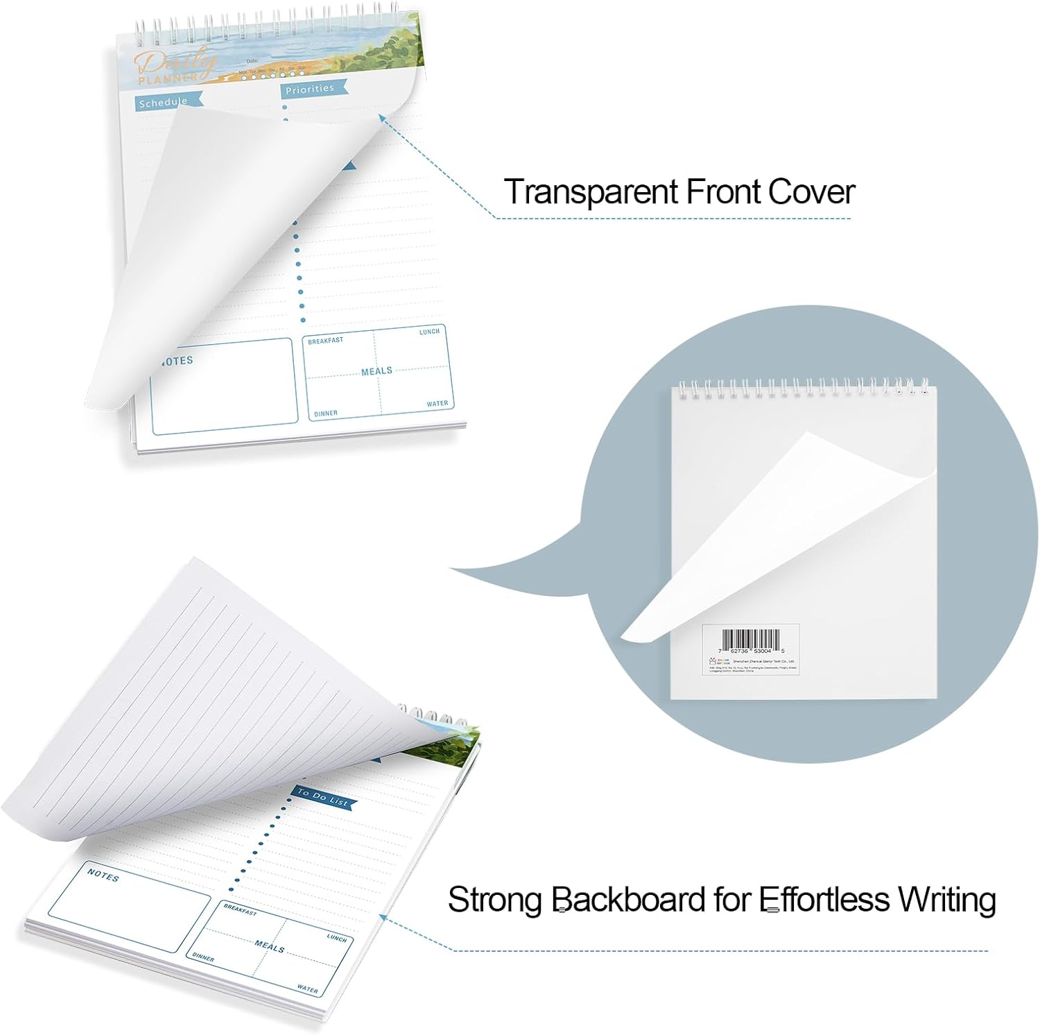 To Do List Notebook Daily Planner A5 CheckList Pad 52 Sheets, 5.9" x 8.2" Daily Schedule Goal and Tasks Setting Notepad Productivity Planner, Spiral Appointment Organizers, A5-LB - Image 3