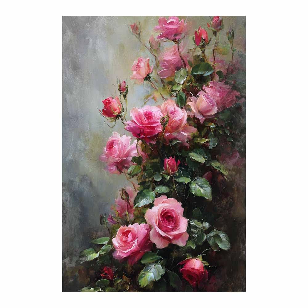 Xeniou Multicolor Flowers Wall Art Vintage Ros Oil Art Canvas Wall Art, For Bedroom Bathroom Living Room Home Wall Decor(Multicolor)-80X120cm Unframed