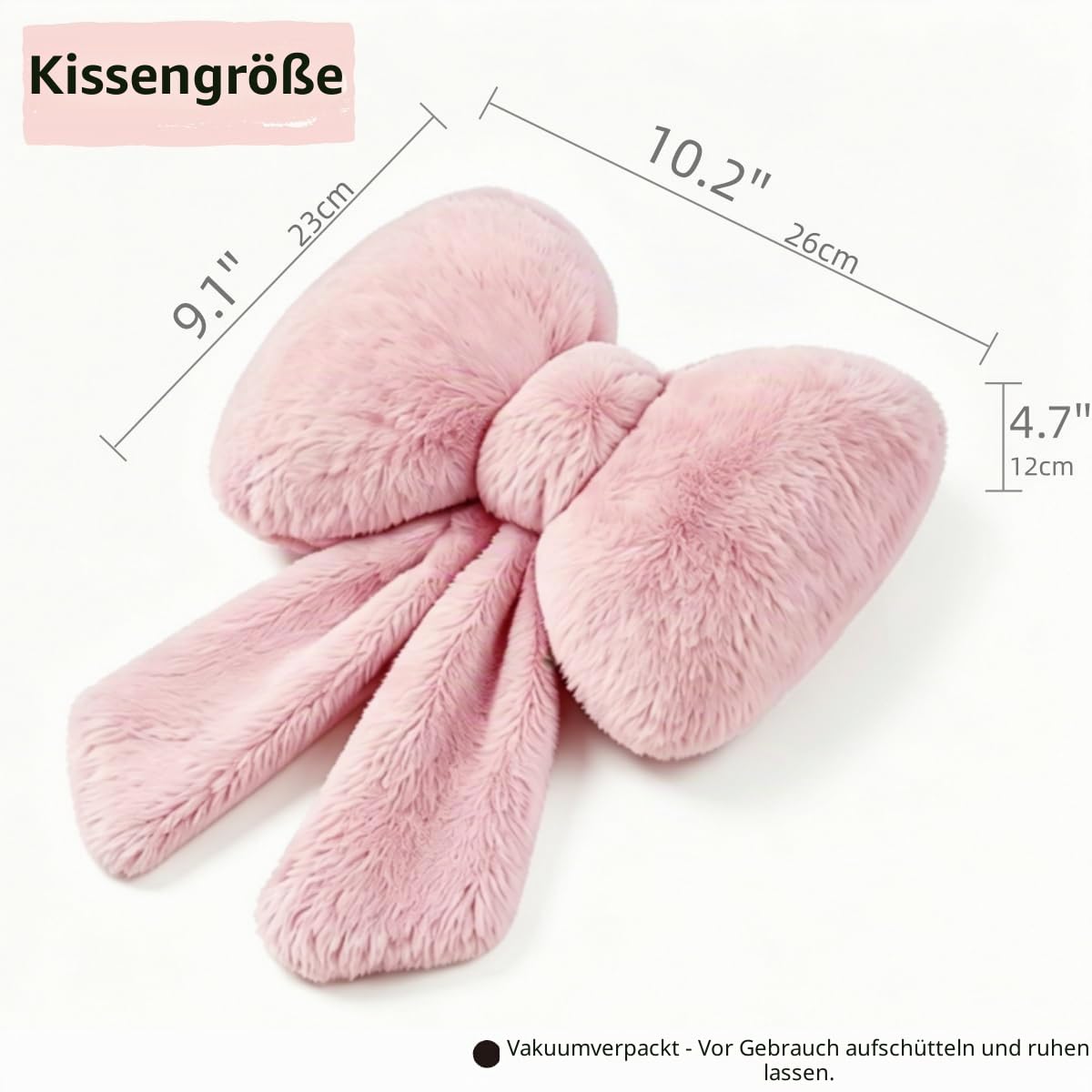 2 Stück Plüschschleife Auto Kopfstütze Nackenkissen Niedliche Schleife Kissen für Autositz Dekor Weiche Nackenstütze für bequemes Fahren Reisen Büro Flauschige Kopfstütze Kissen Rosa