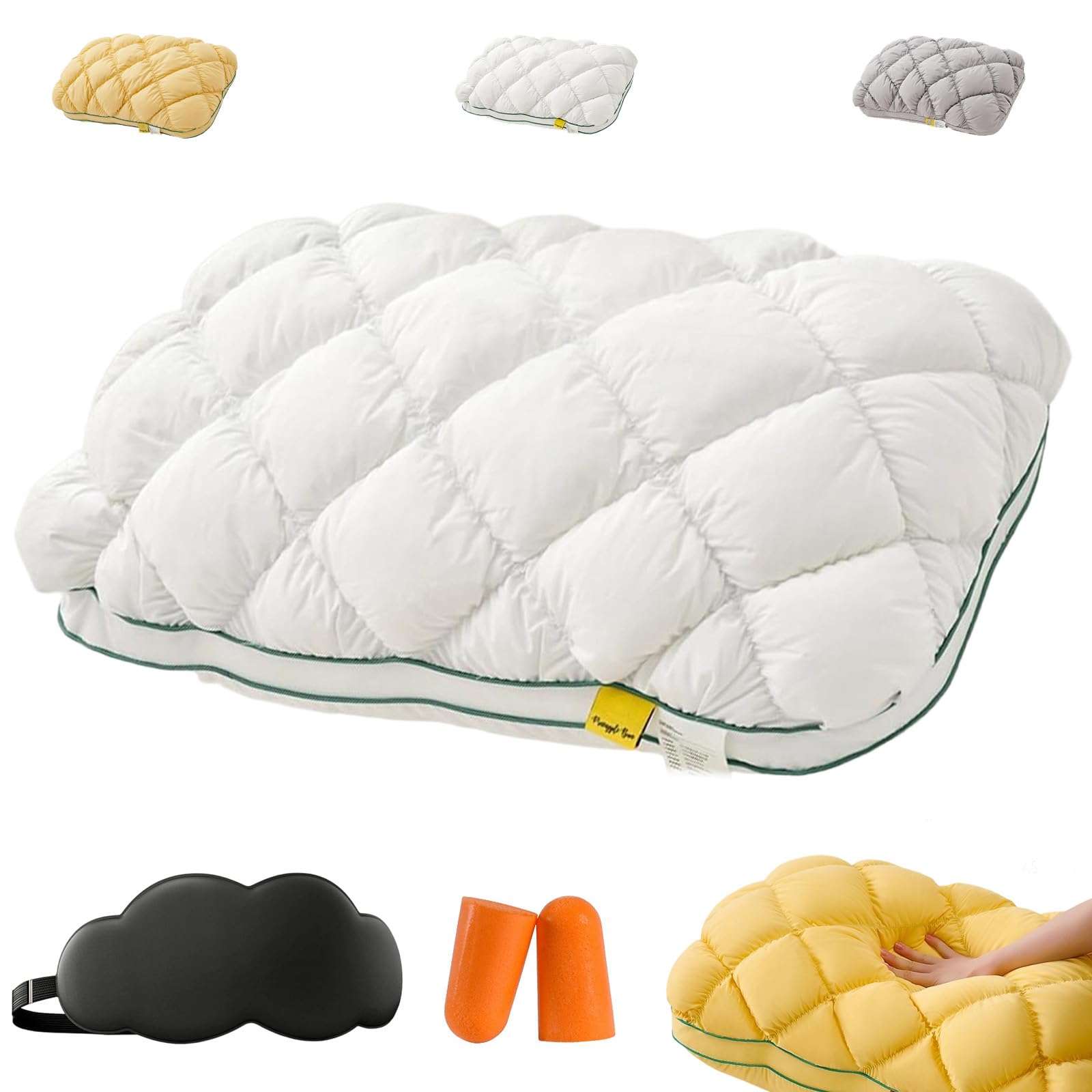 Mondpfote B Nublia Pineapple Pillow,Pineapple Cloud-Like Down Pillow,Super Support Pillows,Ergonomic Neck Support For Ack And Side Sleepers,Reathable Machine Washable Cover,Fluffy Support Ed Pillows (,High)