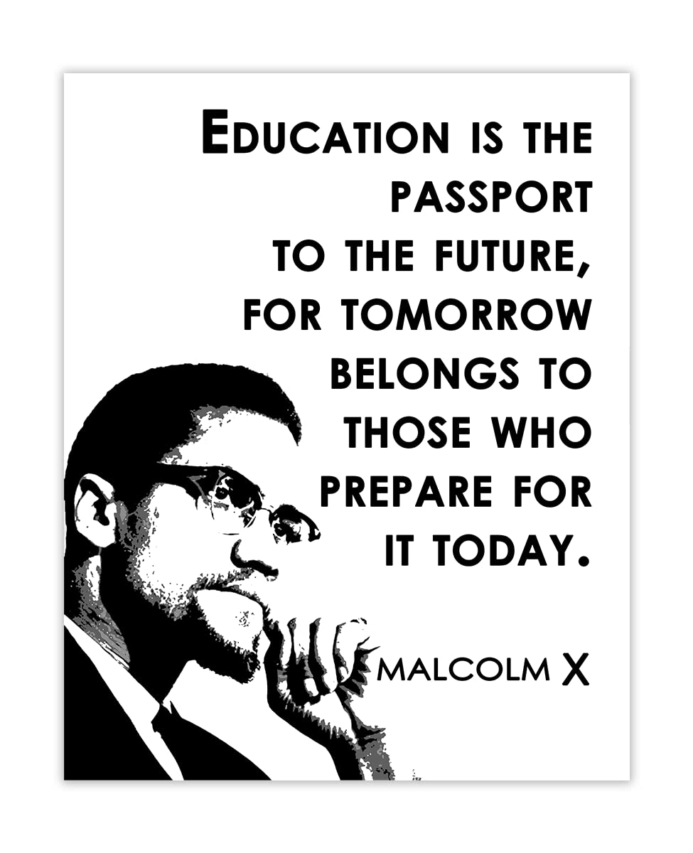 Inspirational Malcolm X Wall Art Poster Education Is The Passport - Main Image