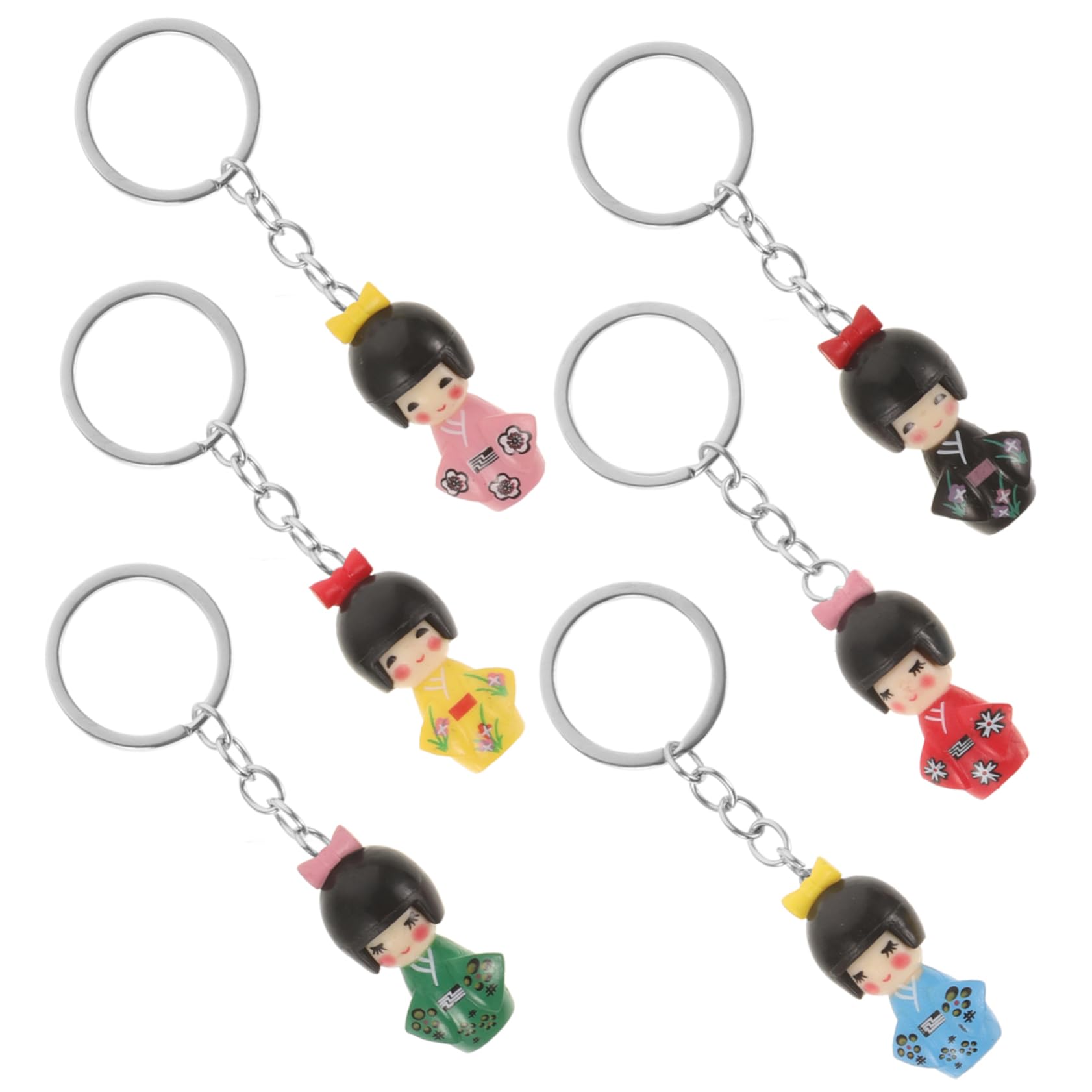 STOBAZA 6Pcs Japanese Style Kimono Doll Keychains Bag Hanging Pendants for Schoolbags and Car Keys Unique Decorative Key Rings for Daily Use