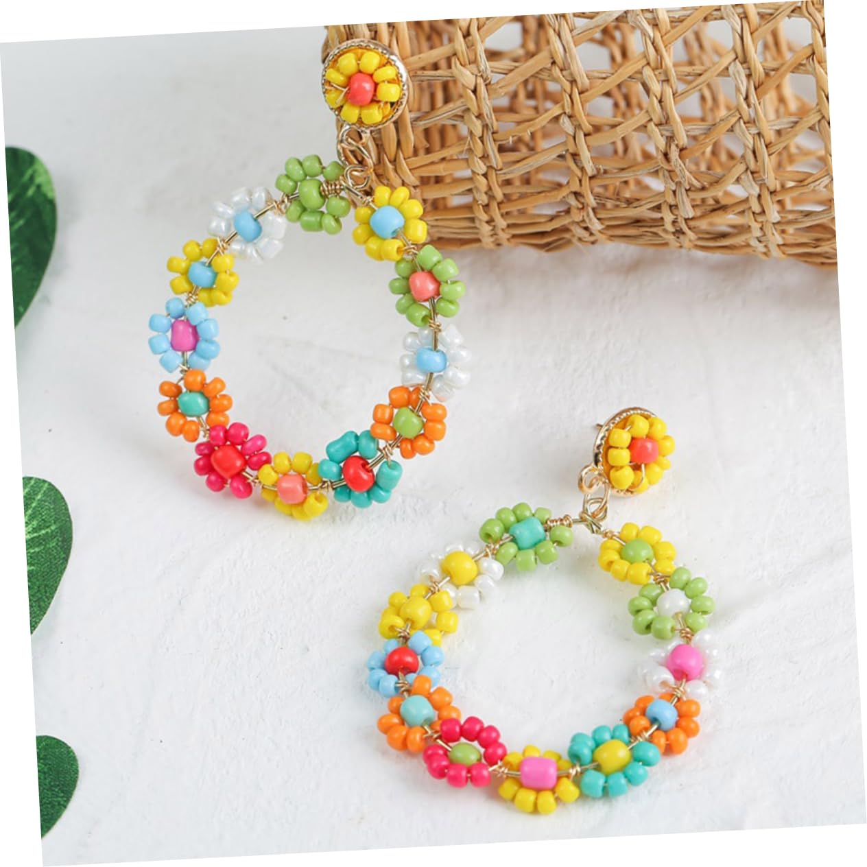 SHERCHPRY Pendientes De Cuentas De Flores Pendientes Para Aretes Con Motivo De Flores Pendientes De Poste Para Pendientes De Puños Para Cuentas De Vidrio