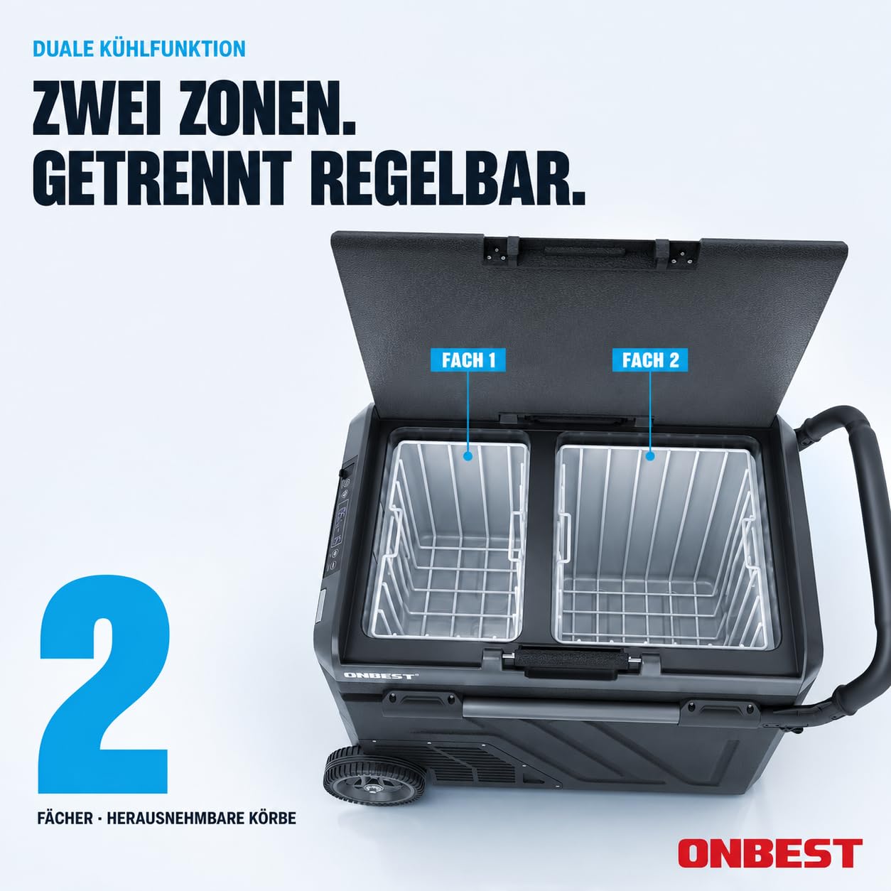 ONBEST Kompressor Kühlbox 40L 12V 230V Elektrische Gefrierbox Teleskophandgriff Mobile Autokühlbox