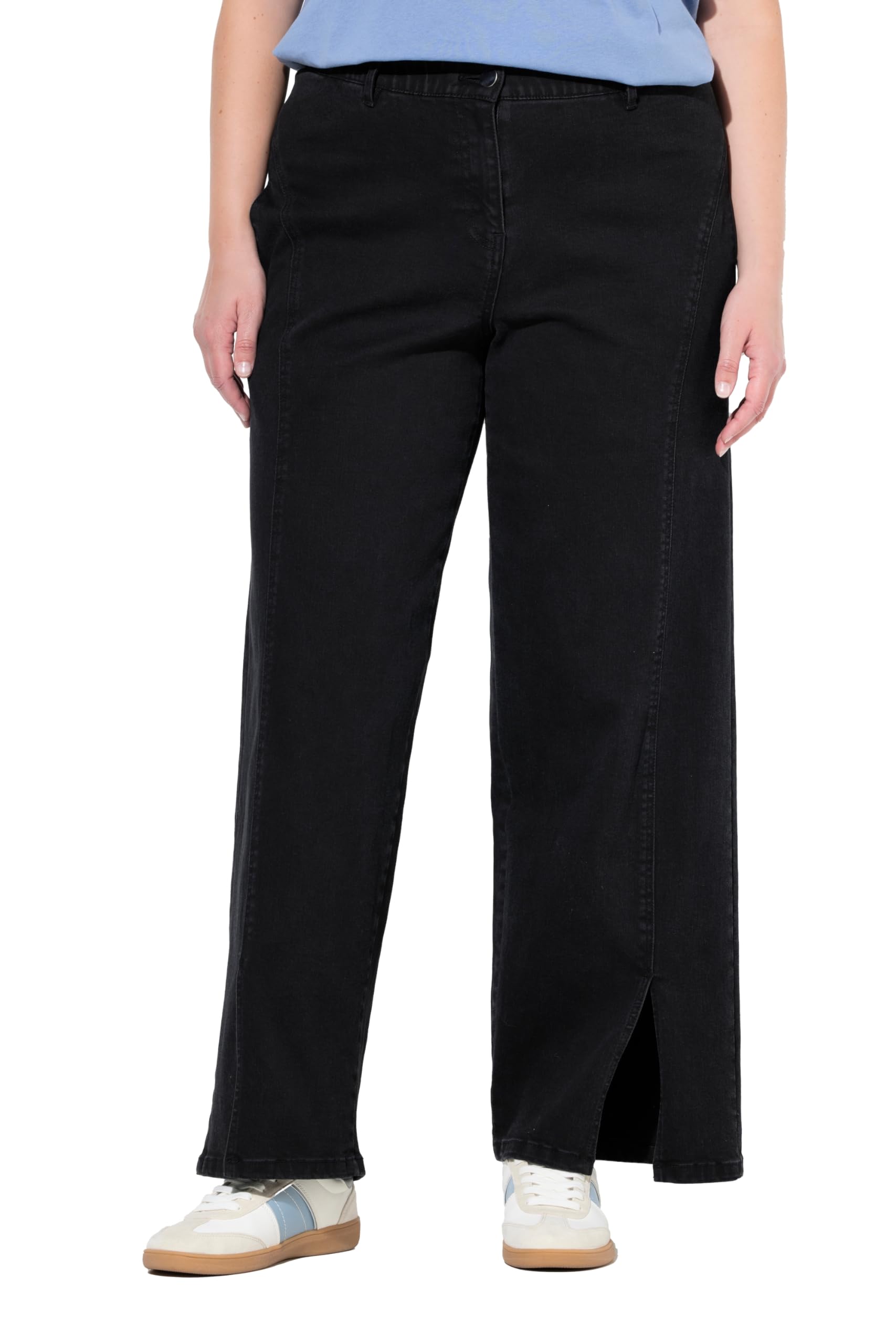 Ulla Popken Damen große Größen Übergrößen Plus Size Barrel-Jeans, weites Bein, Ziernähte, Komfortbund 843311