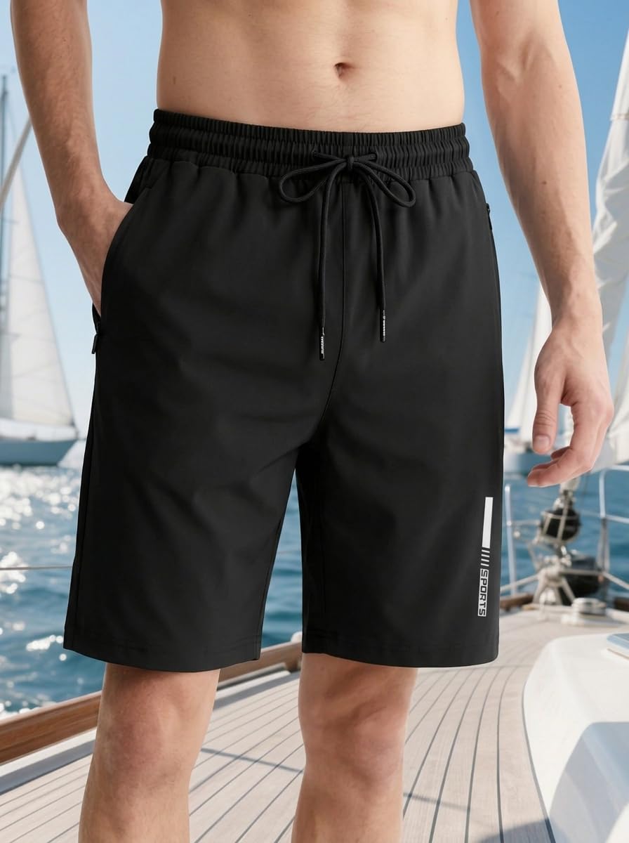 Pantalones cortos deportivos ligeros para hombre, para gimnasio, entrenamiento y correr, pantalones cortos de secado rápido con bolsillos con cremallera — view 7
