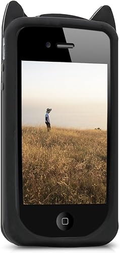 Miniatura 2 de kwmobile Funda compatible con Apple iPhone 4 y 4S - Cat Case Soft Cute Funda protectora de silicona - NegroBlanco