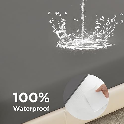 Miniatura 3 de Sábana bajera de tamaño Queen solamente, sábana bajera impermeable con bolsillo extra profundo para cama tamaño Queen, para entrenamiento de orinal,