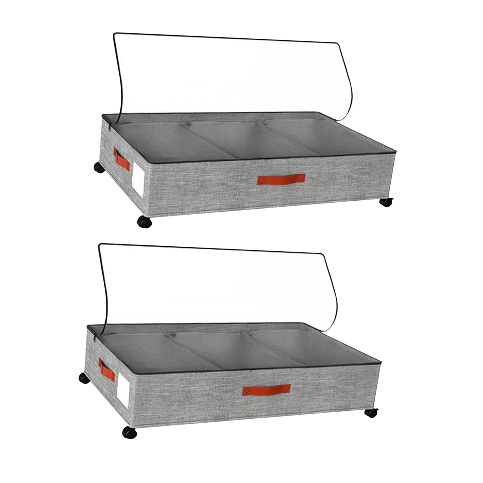 Under Bed Storage Container Convenient with Lid Large for Book Shoes Blanket Gray 2 Pieces-picture-17