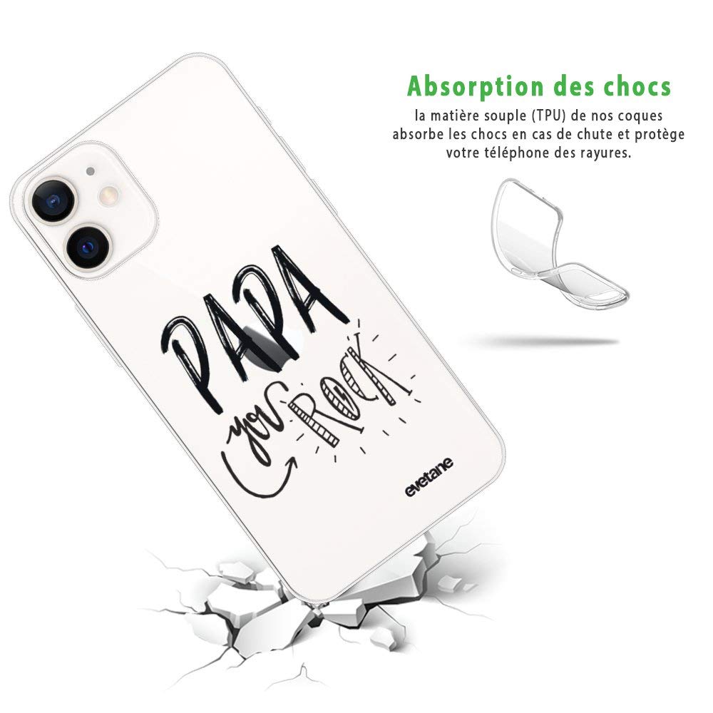 Evetane Papa You Rock Case for iPhone 12 Mini 5.4 Inches, Dad you rock - Image 3