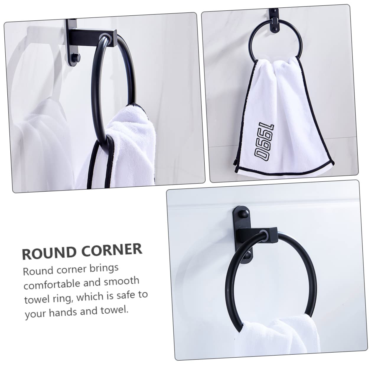 Porte-Serviettes Sans Perçage - Support De Porte-Serviettes De Salle De Bain Crochet Anneau Mural à Coller (Acier Inoxydable (No - Bricolage