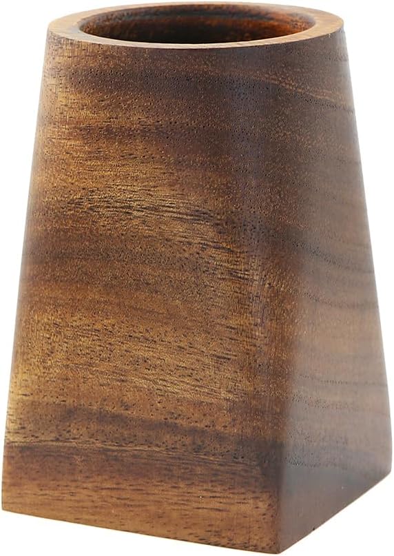 Winterworm Portalápices de madera de nogal, contenedor de madera de nogal, portalápices, soporte para brochas de maquillaje, accesorios de