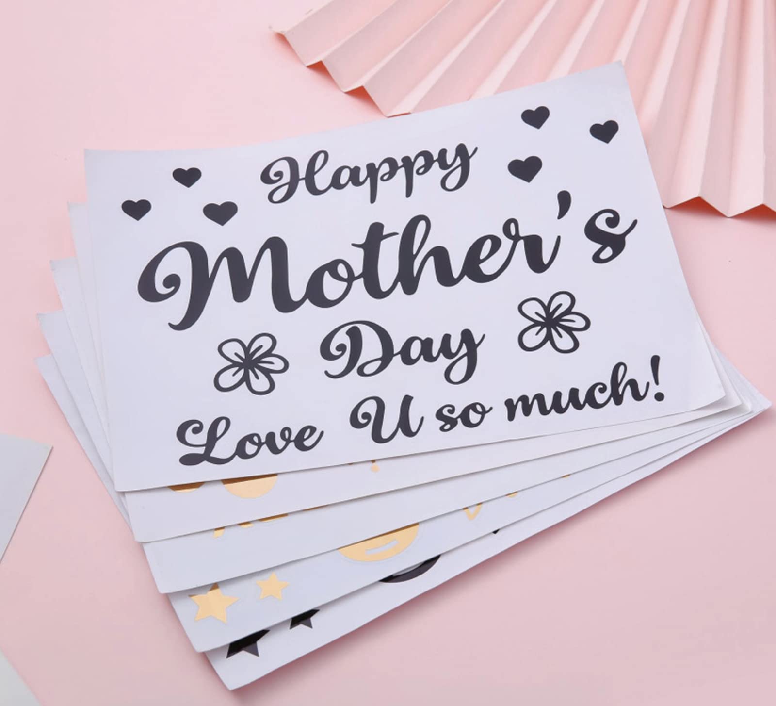 36 Pcs Mother's Day Balloon Stickers - Hot Pink Bobo Labels For Party Decorations