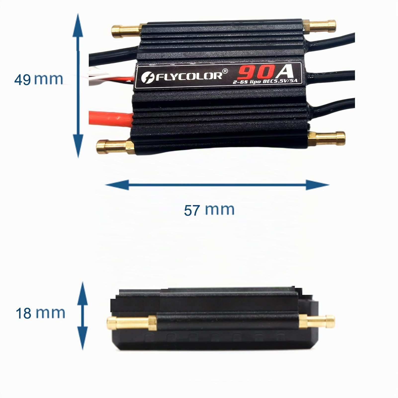 FLYCOLOR 90A Waterproof Brushless ESC Elektronischer Geschwindigkeitsregler mit 5.5V/5A BEC und XT90 4.0mm Bananenkopf Verbinder für Modellschiff RC Boot