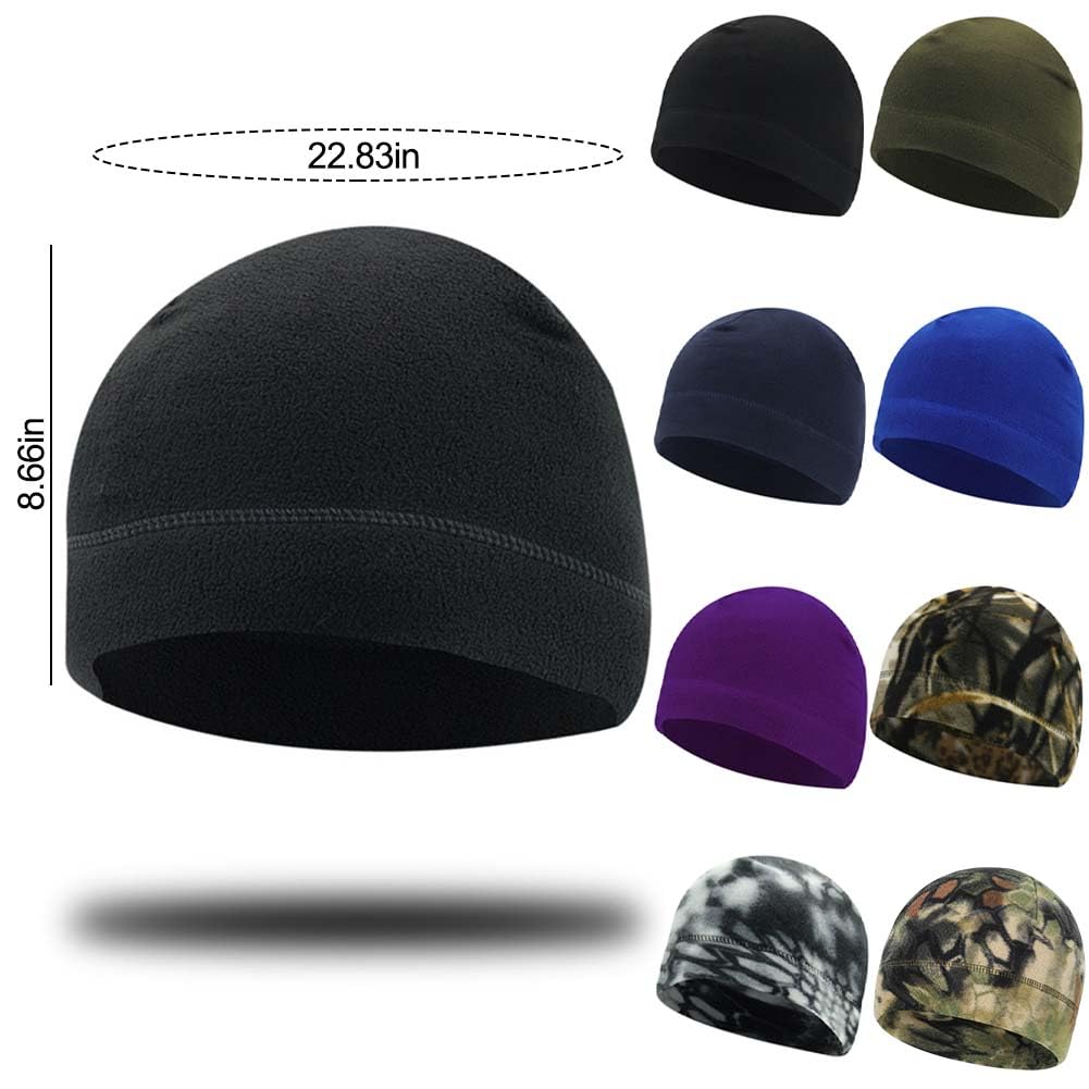 ZUYYON 8 Pcs Winter Watch Skull Caps Warm Tactical Polar Fleece Beanie Hat Windproof Unisex Skull Cap for Running Cycling(Chic Style)