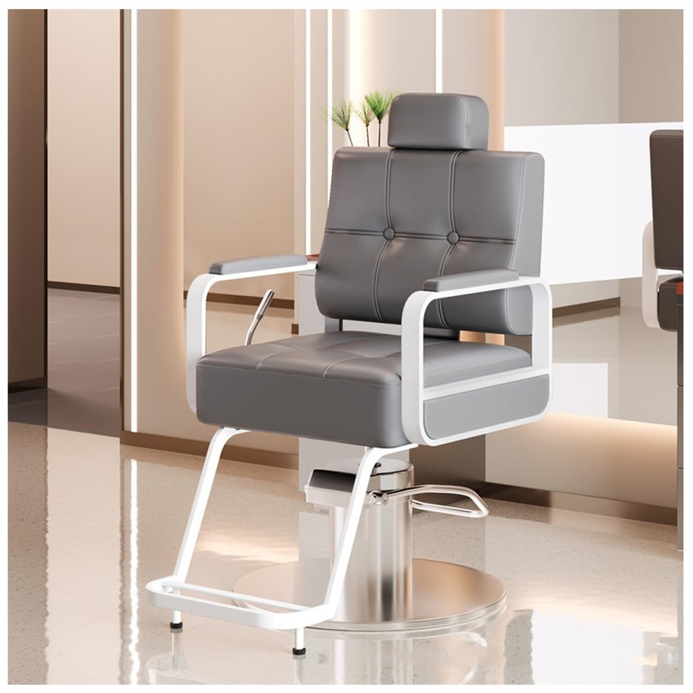 OZBMA Hydraulic Reclining Salon Barber Chair Adjustable Height 360° Swivel Hairstyling for Beauty Spa & Tattoo Shop Grey Comfort Durability