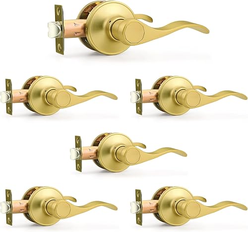 Vista 36 de Probrico Manija de Puerta Negra Palancas de Puerta de Pasaje para Puertas de Armario y Pasillo Estilo Ondulado Manijas de Puerta