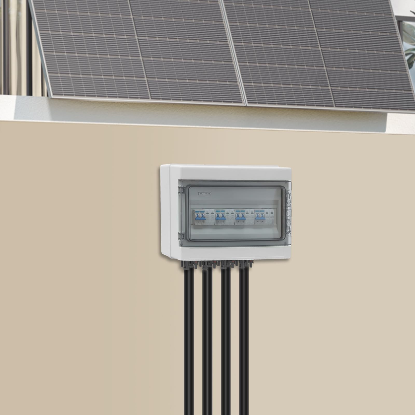 Überspannungsschutz PV, PV DC 1000V -15A Trennschalter PV Anlage, DC-Solaranschlusskasten IP65 Wasserdicht für Wohnmobile Off-Grid Systeme (4 Eingänge, 4 Ausgänge)