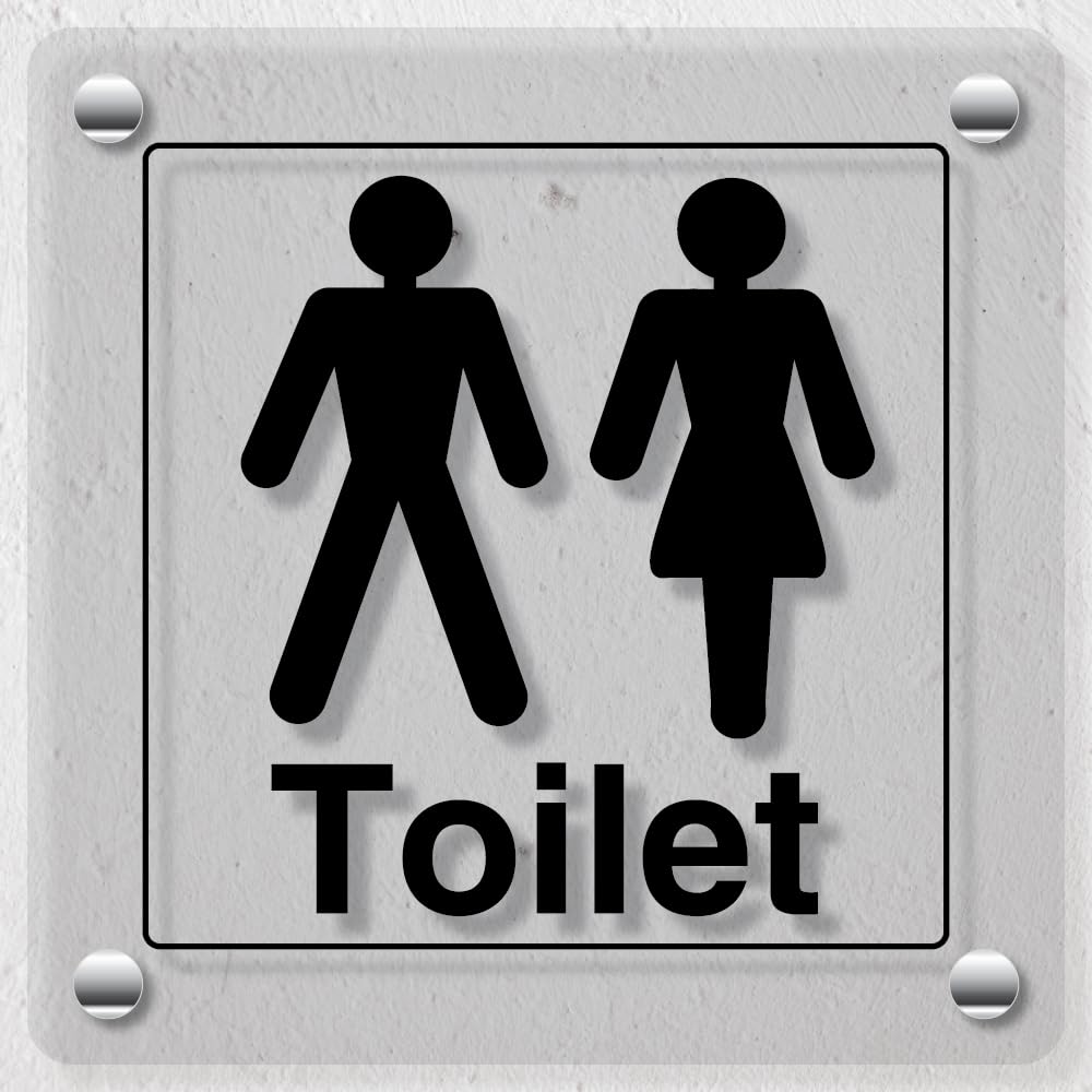 V Safety Unisex Toilet - 150 x 150 mm - Acrylic Perspex Cast Clear Safety Sign