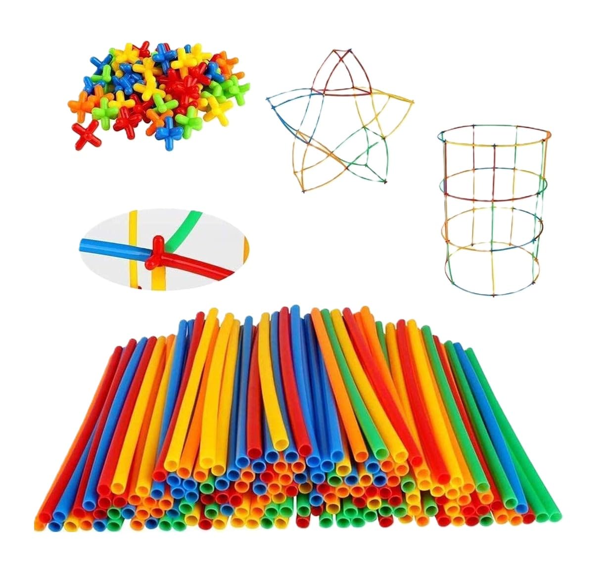 Straw Building Blocks Set for Kids | Colourful Plastic Straws with Connectors | STEM Construction Toy for Creative Learning | Educational Engineering Building Kit-image-11